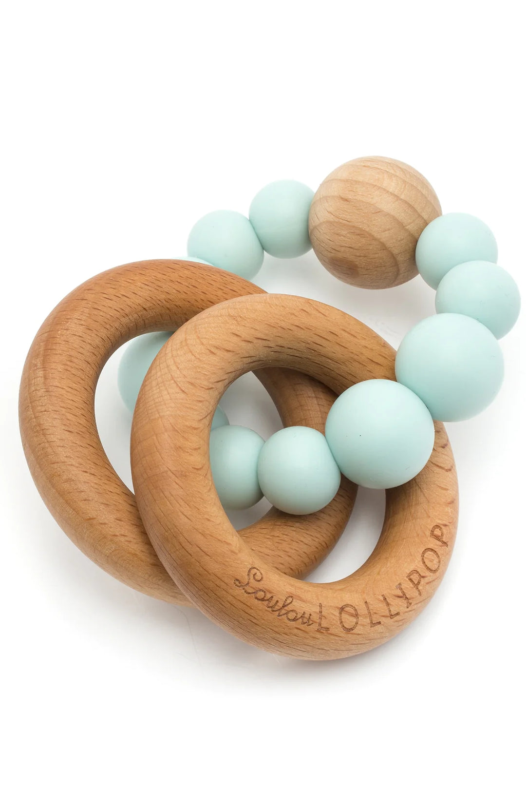 Bubble Silicone and Wood Rattle - Mint