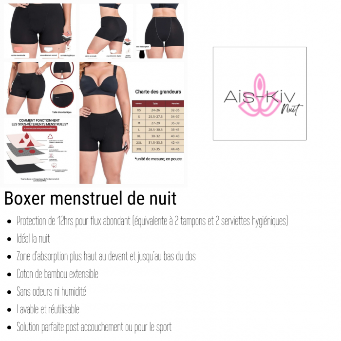 Boxer menstruel de nuit