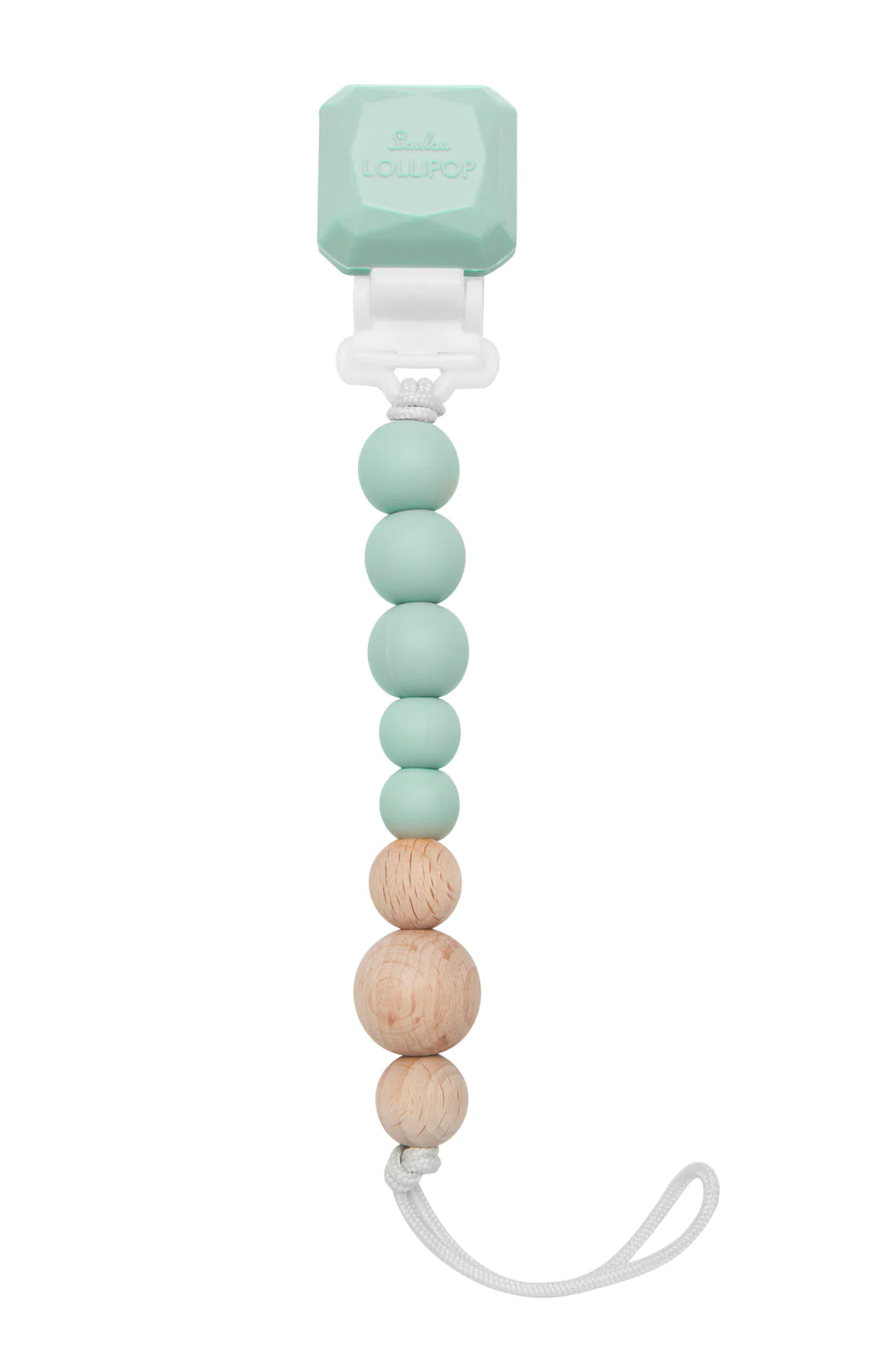 Colour Pop Silicone and Wood Pacifier Clip - Mint