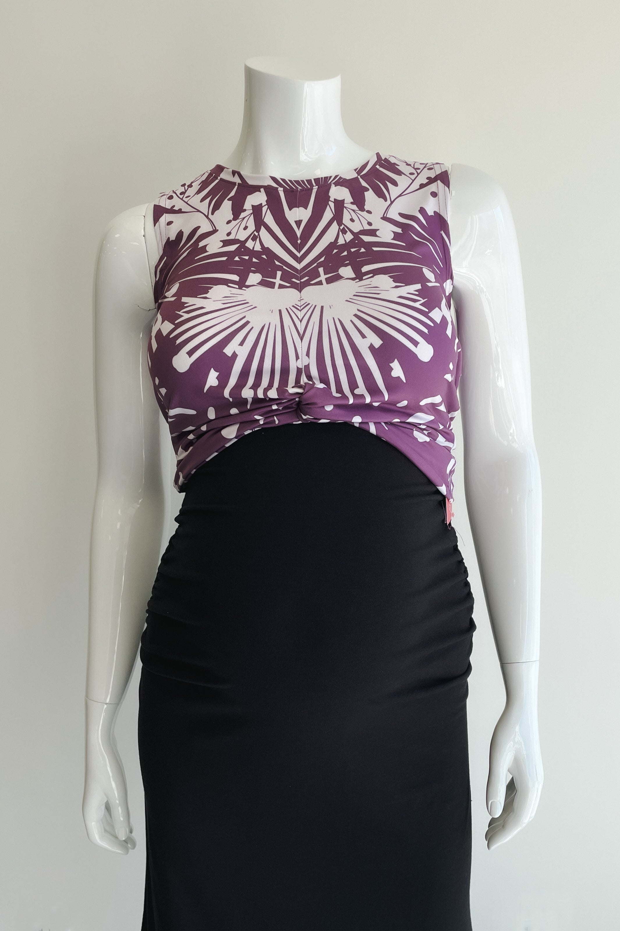 Short tied camisole - Purple Leaf