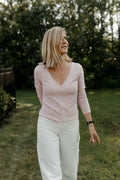 Manche Longue V plongeant - Rose Blush