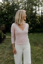 Manche Longue V plongeant - Rose Blush