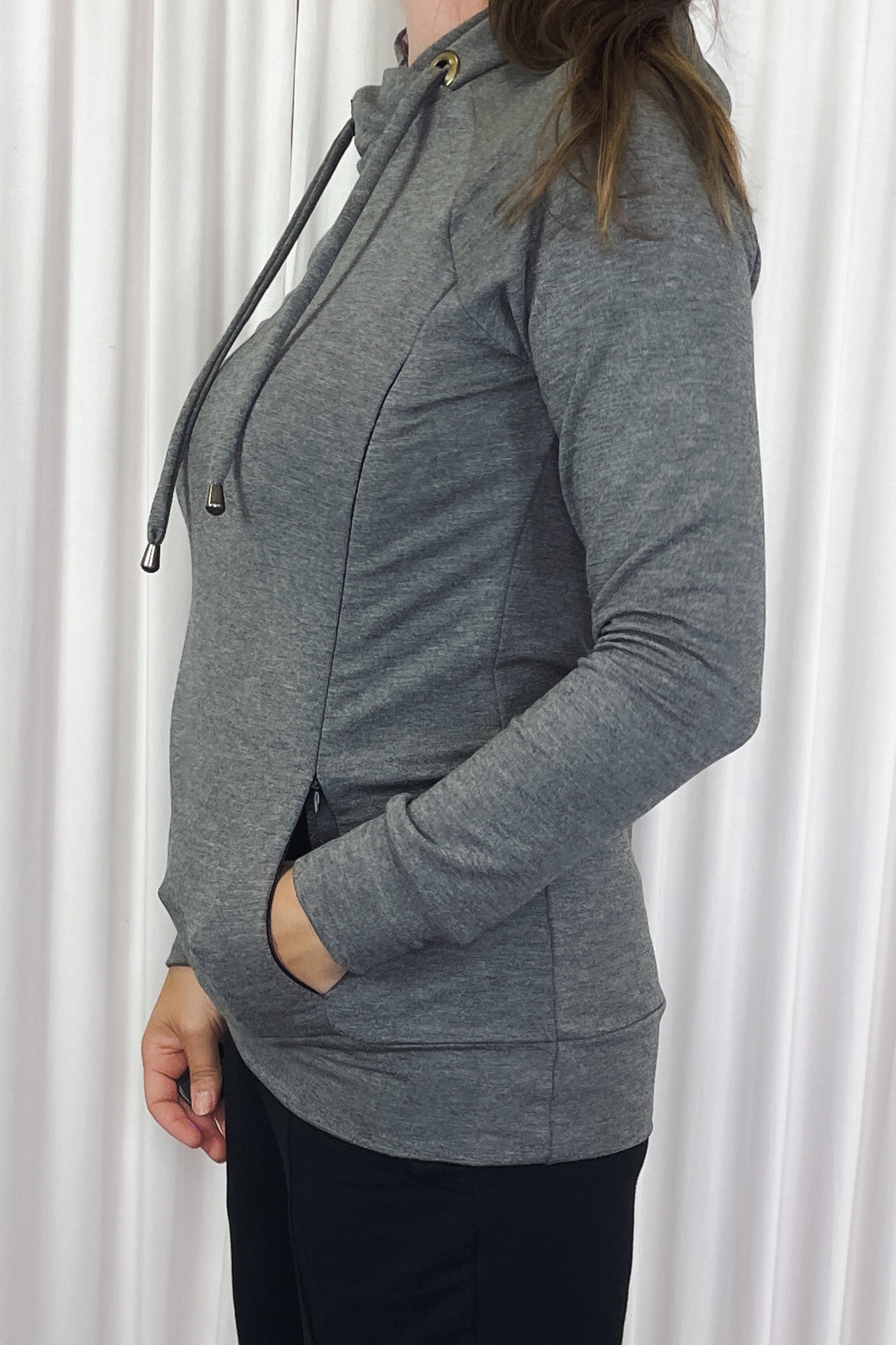 Hoodie d'allaitement Caroline - Gris foncé