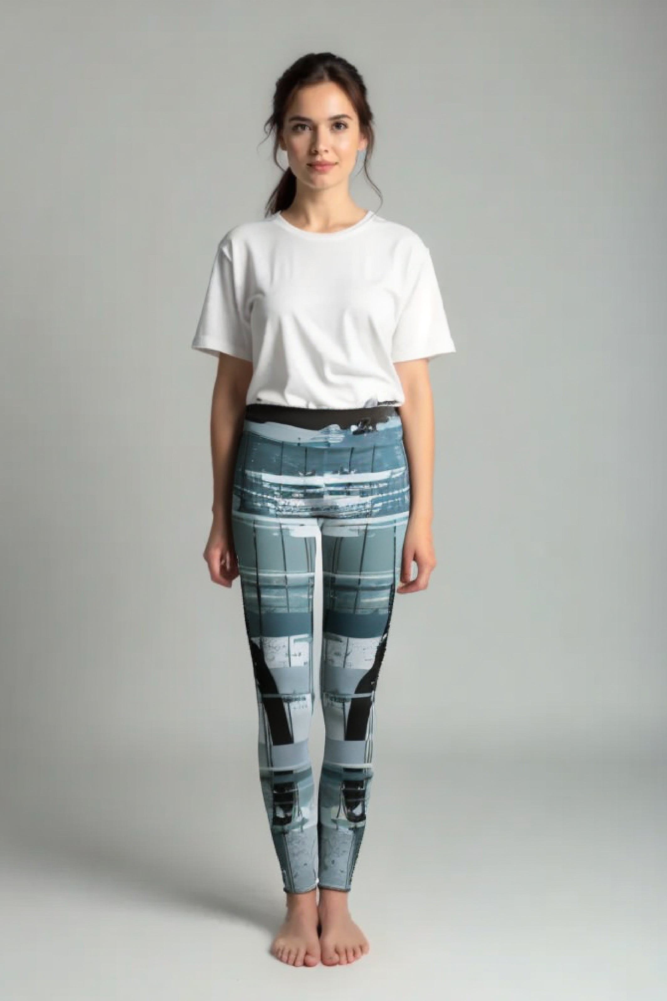 Legging Rosa - Bandes Turquoises