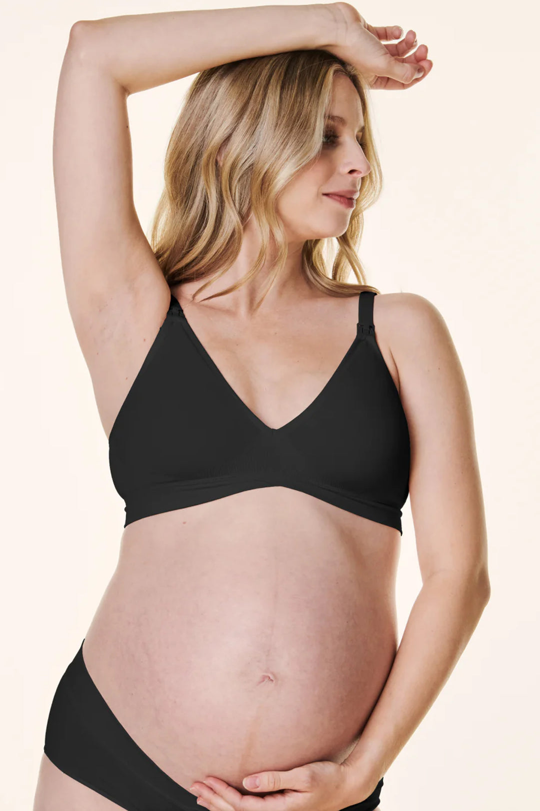 Maternity/nursing bra, V-neck - black