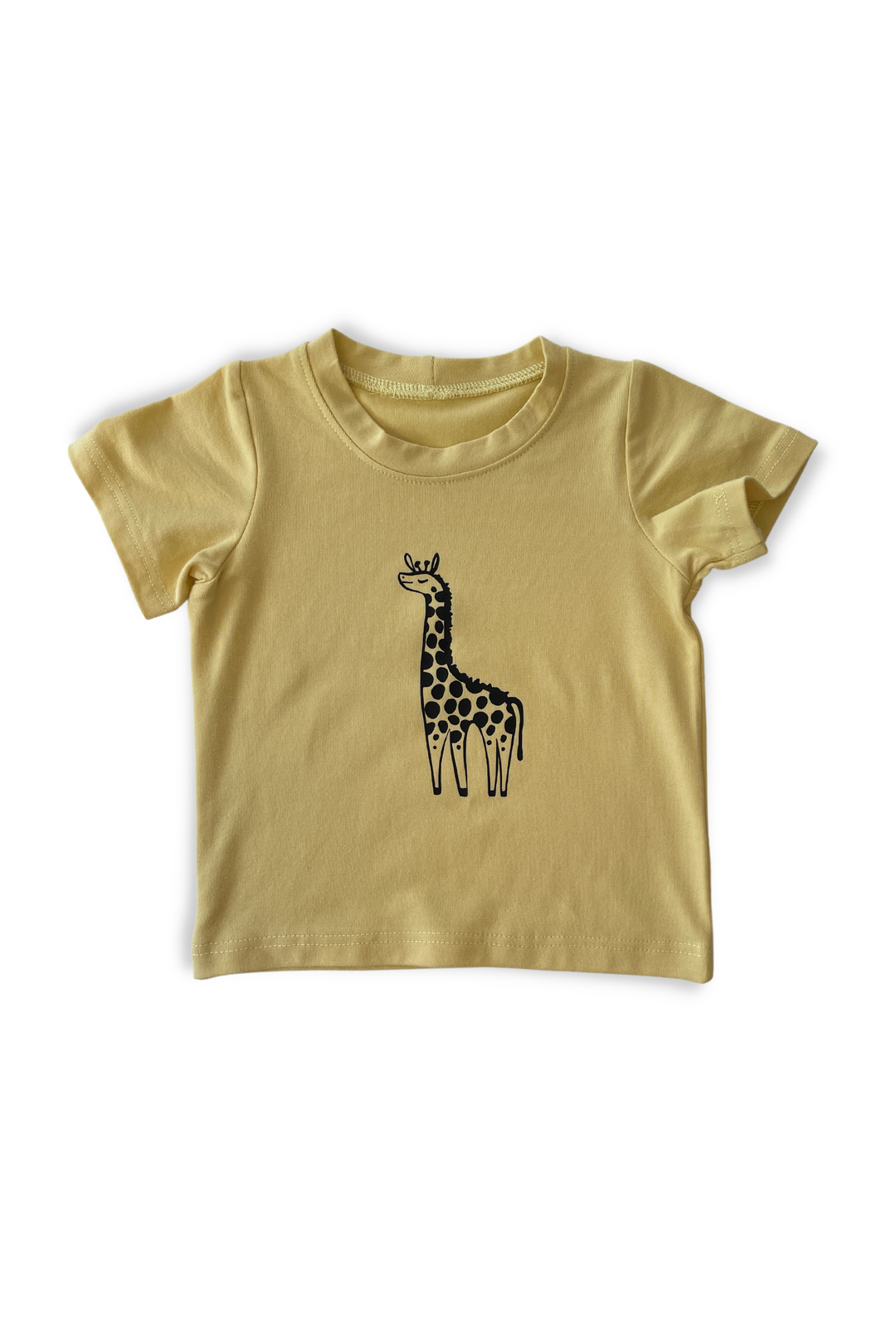 chandail jaune pour bébé avec girafe