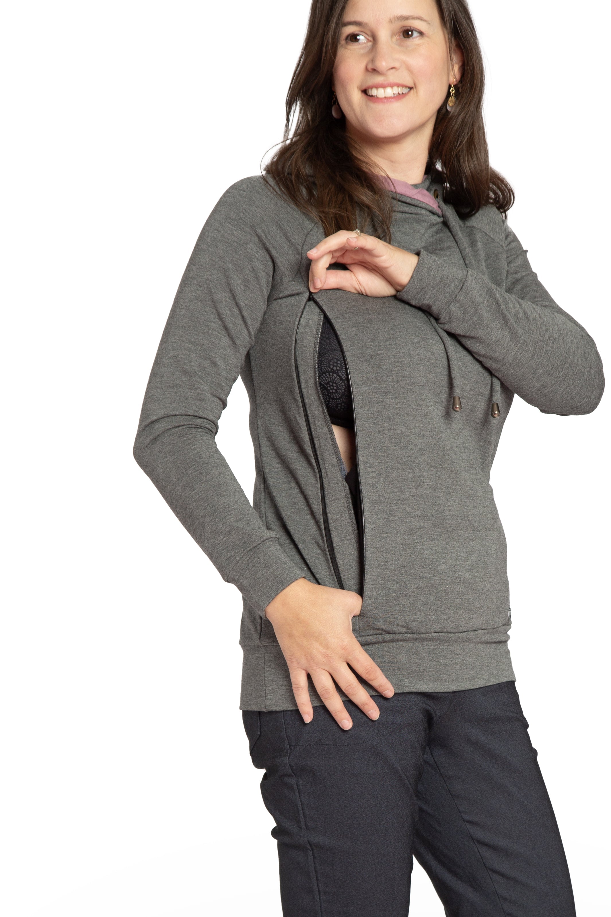 Hoodie d'allaitement Caroline - Gris foncé - Atelier Véronique B