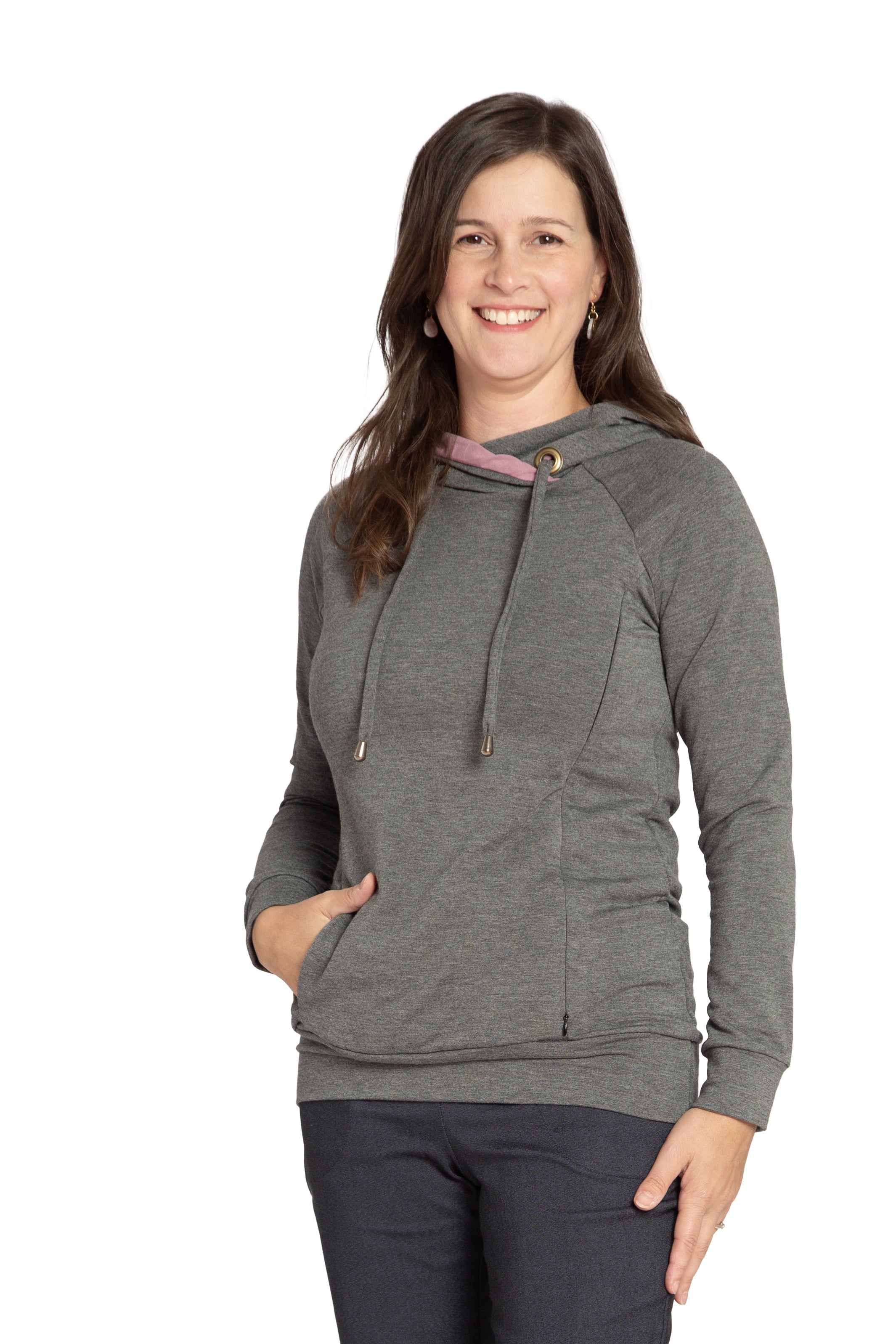 Hoodie d'allaitement Caroline - Gris foncé - Atelier Véronique B