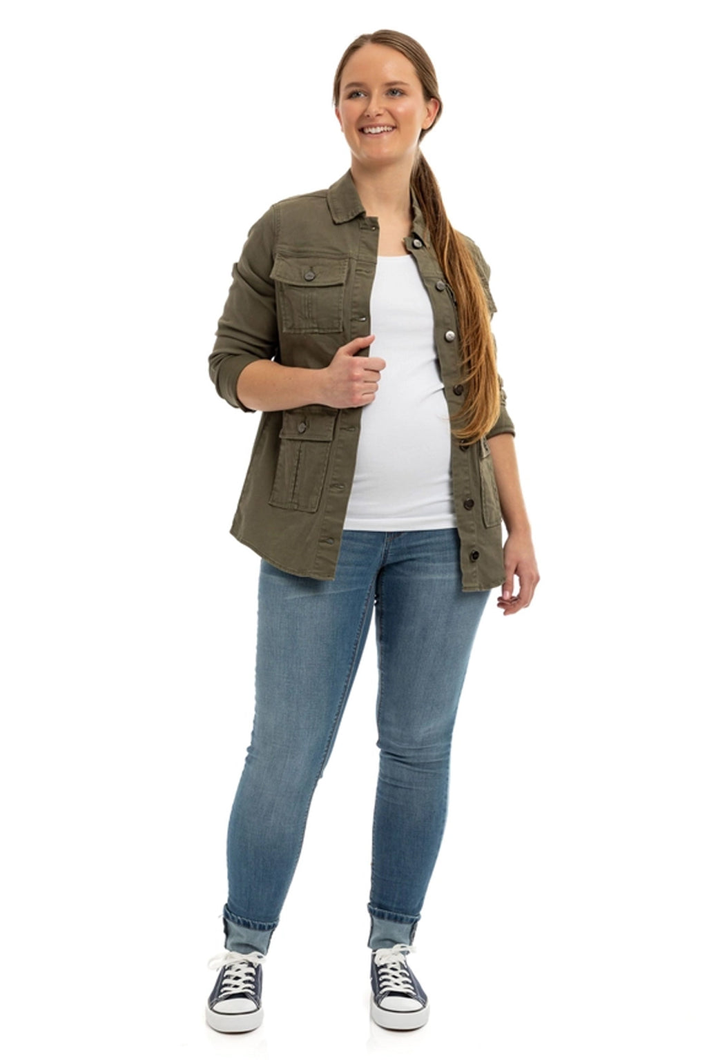 Jeans Maternité Isabelle, coupe étroite, bleu moyen - Atelier Véronique B