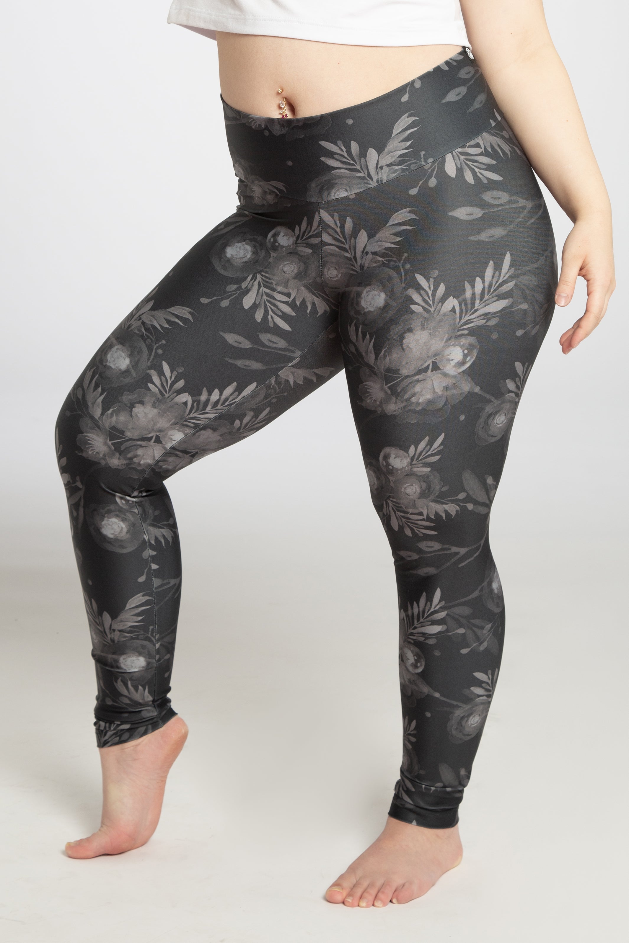 Legging Rosa - Floral Noir et blanc - Atelier Véronique B