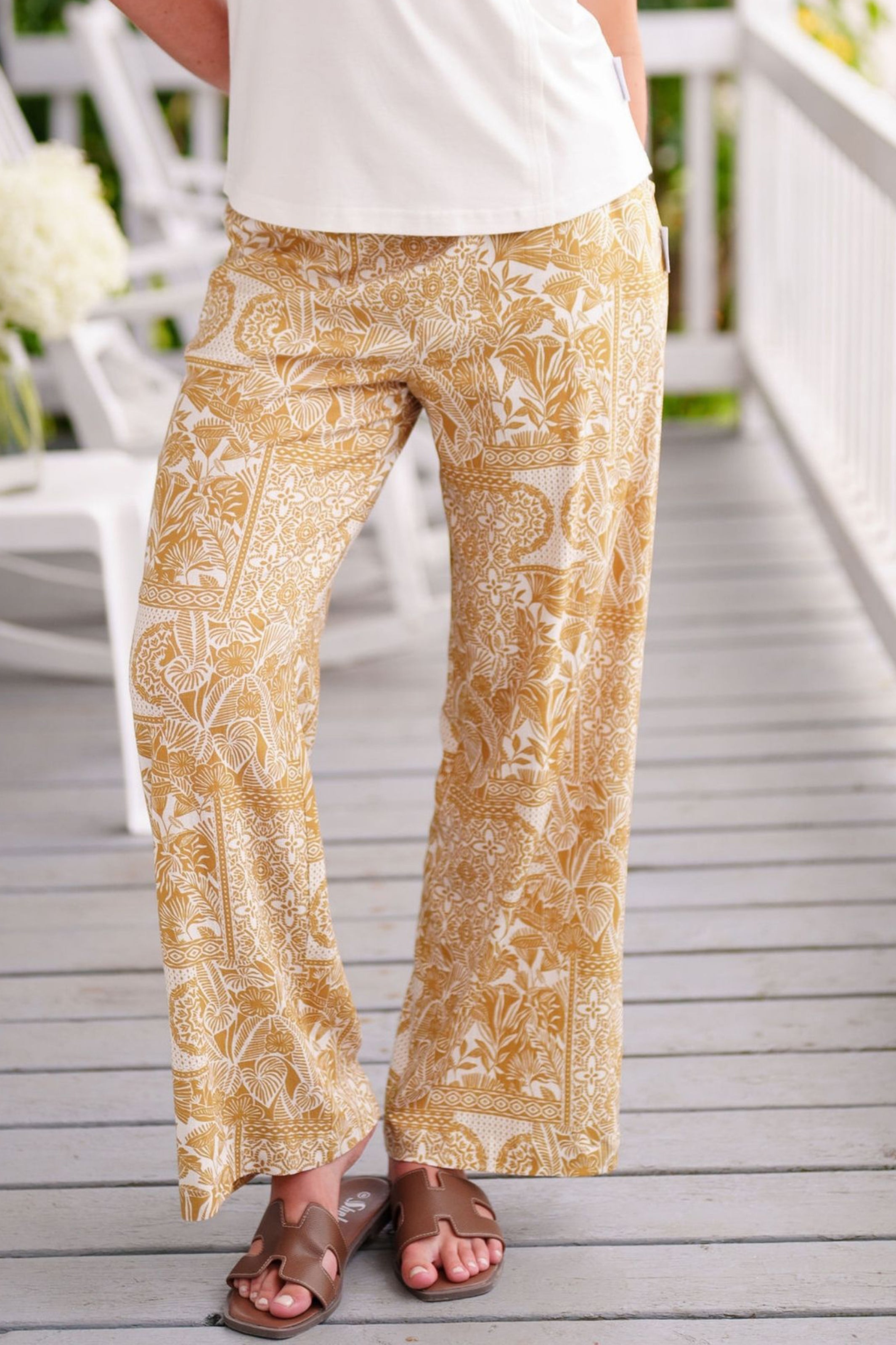 Palazo mango Ocre et ivoire - Atelier Véronique B