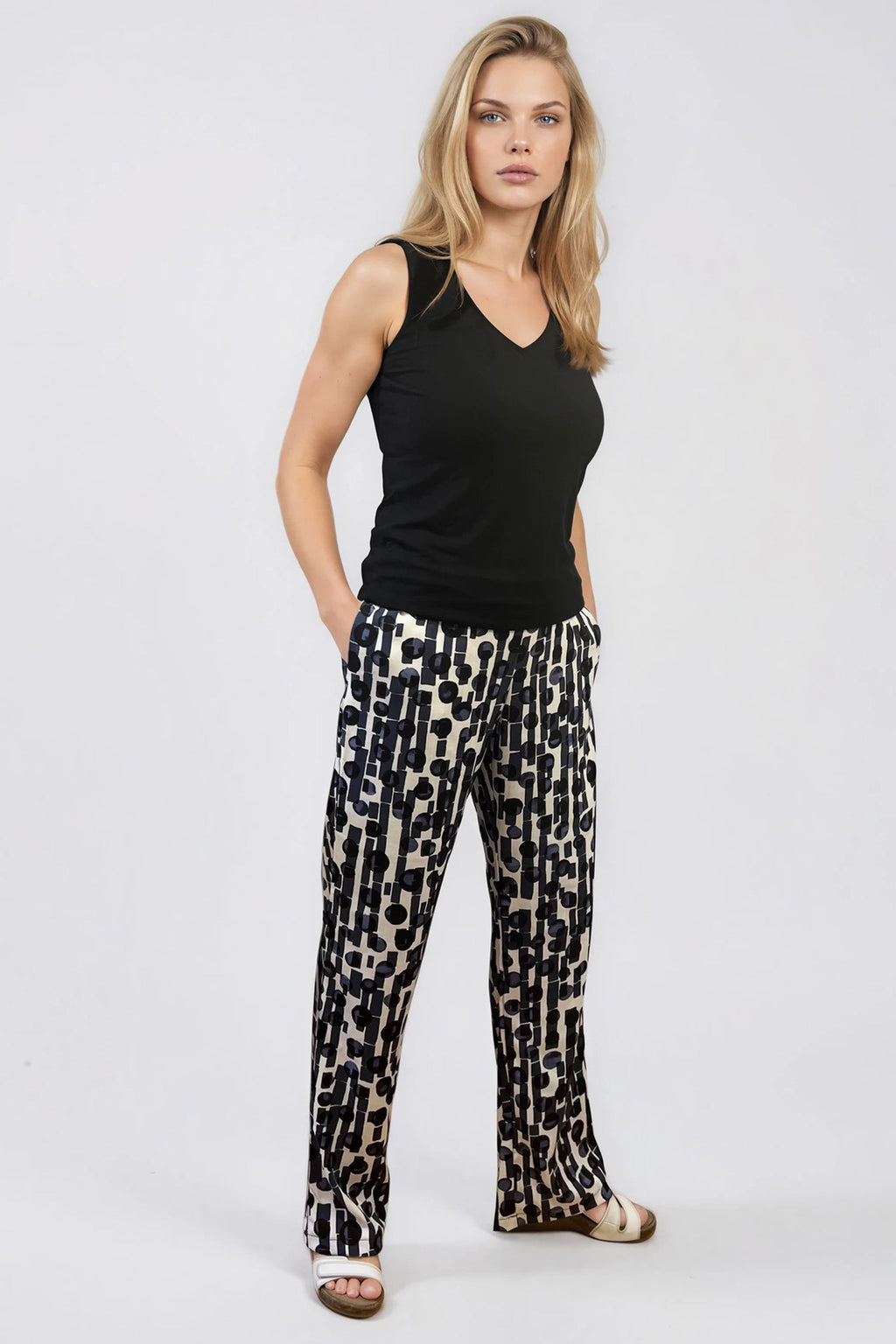 Pantalon ample Alizée - Géo Bleu - Atelier Véronique B