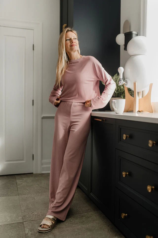 Pantalon jambes larges rib bambou - Atelier Véronique B