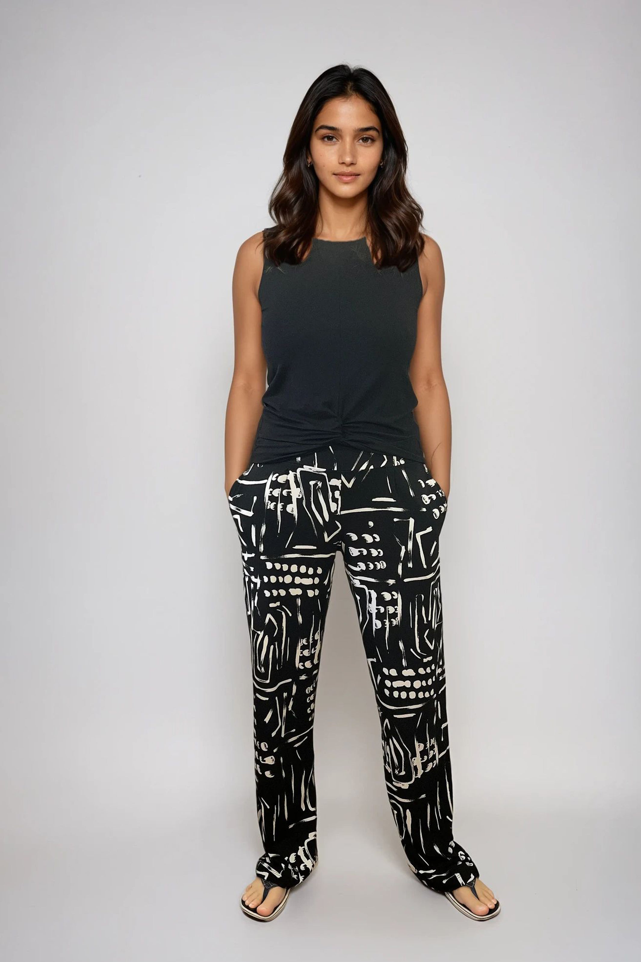 Pantalon Murielle - Noir et blanc - Atelier Véronique B