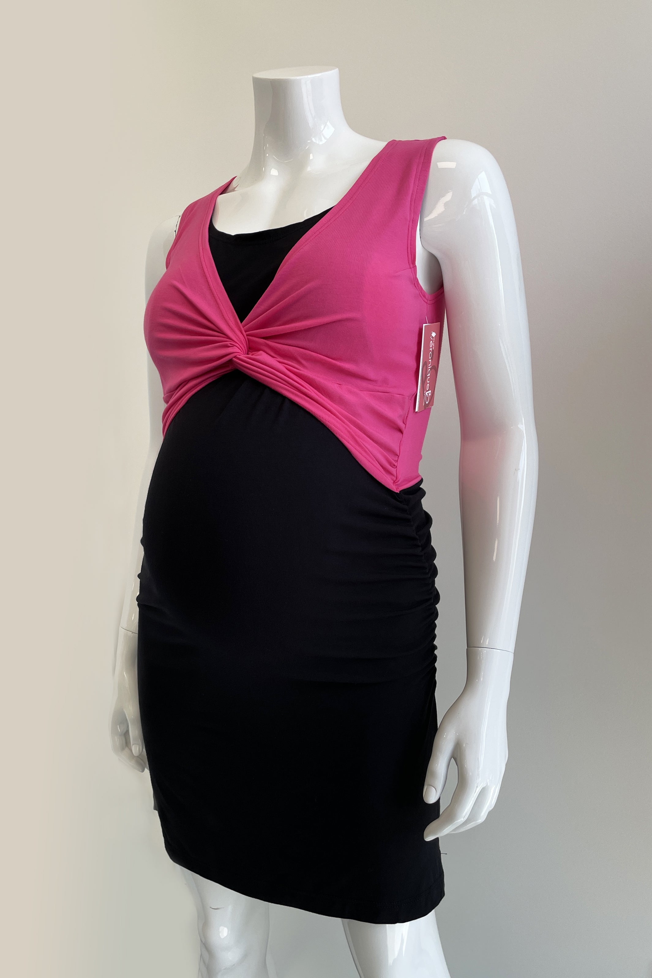 Robe Valérie - Noir et Fushia - Atelier Véronique B