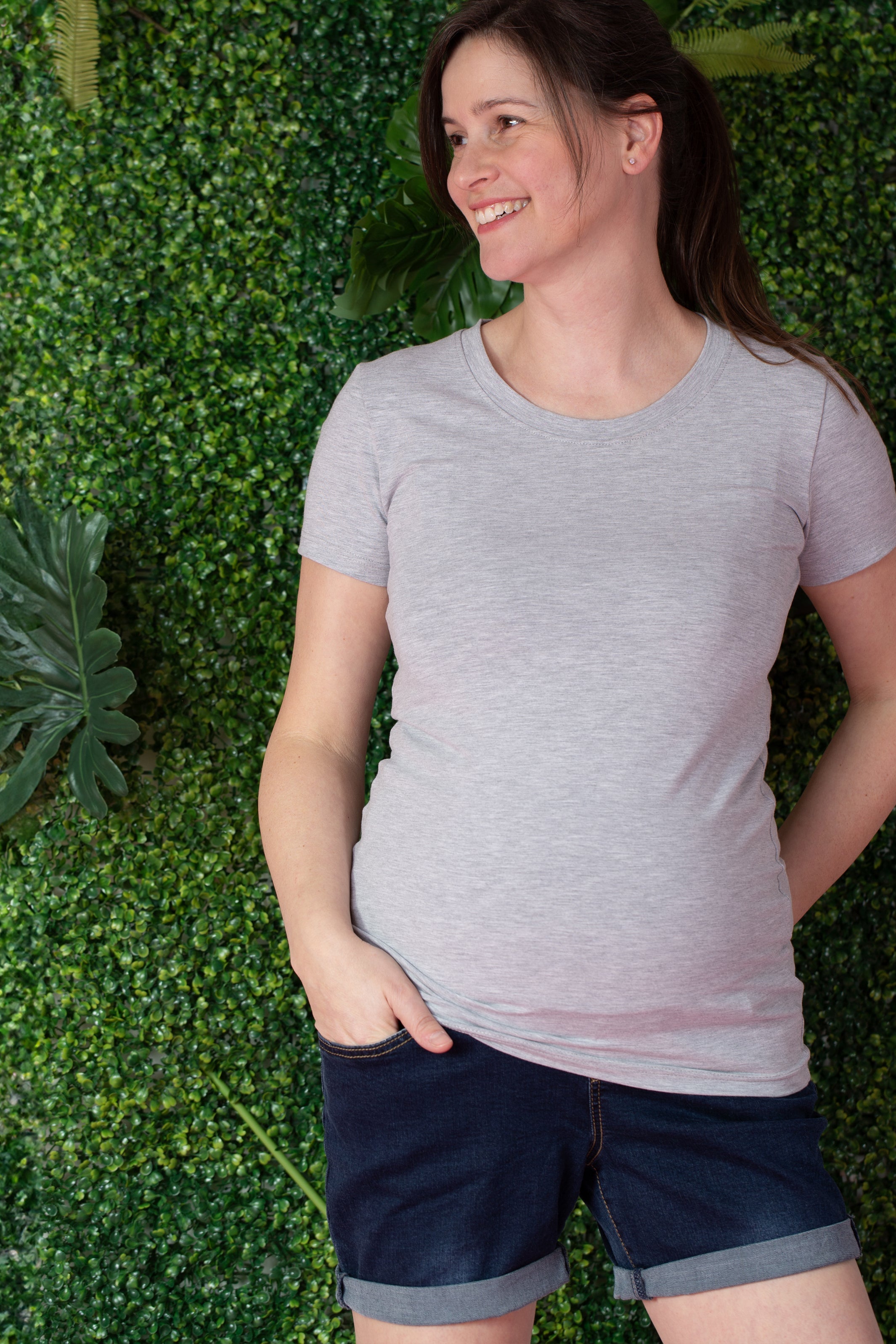 T-shirt Maternité de base - Gris Pâle - Atelier Véronique B