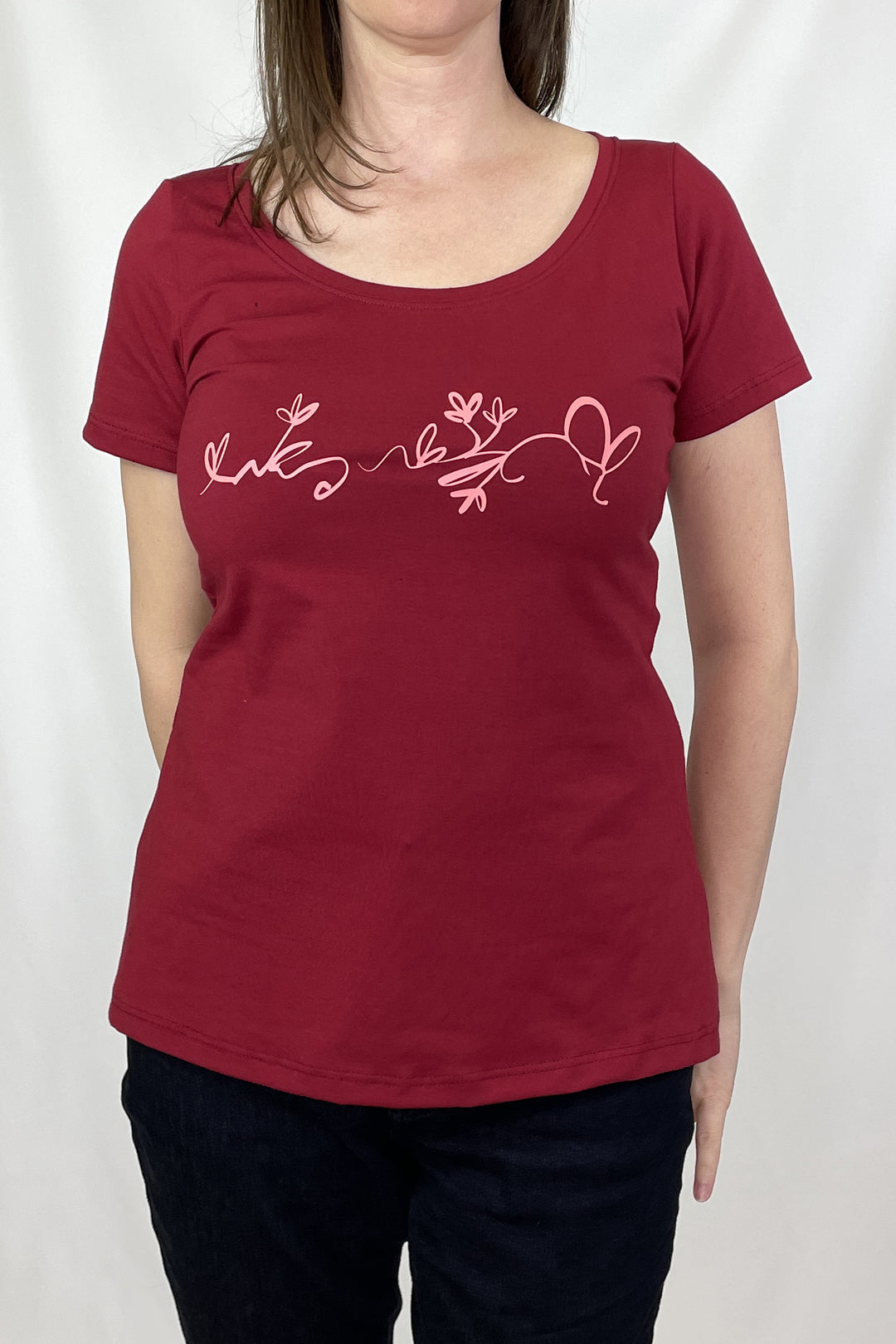 T-shirt - Heart and Flower - Cherry