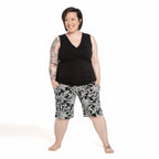 Short Tara - Floral Noir et blanc - Atelier Véronique B